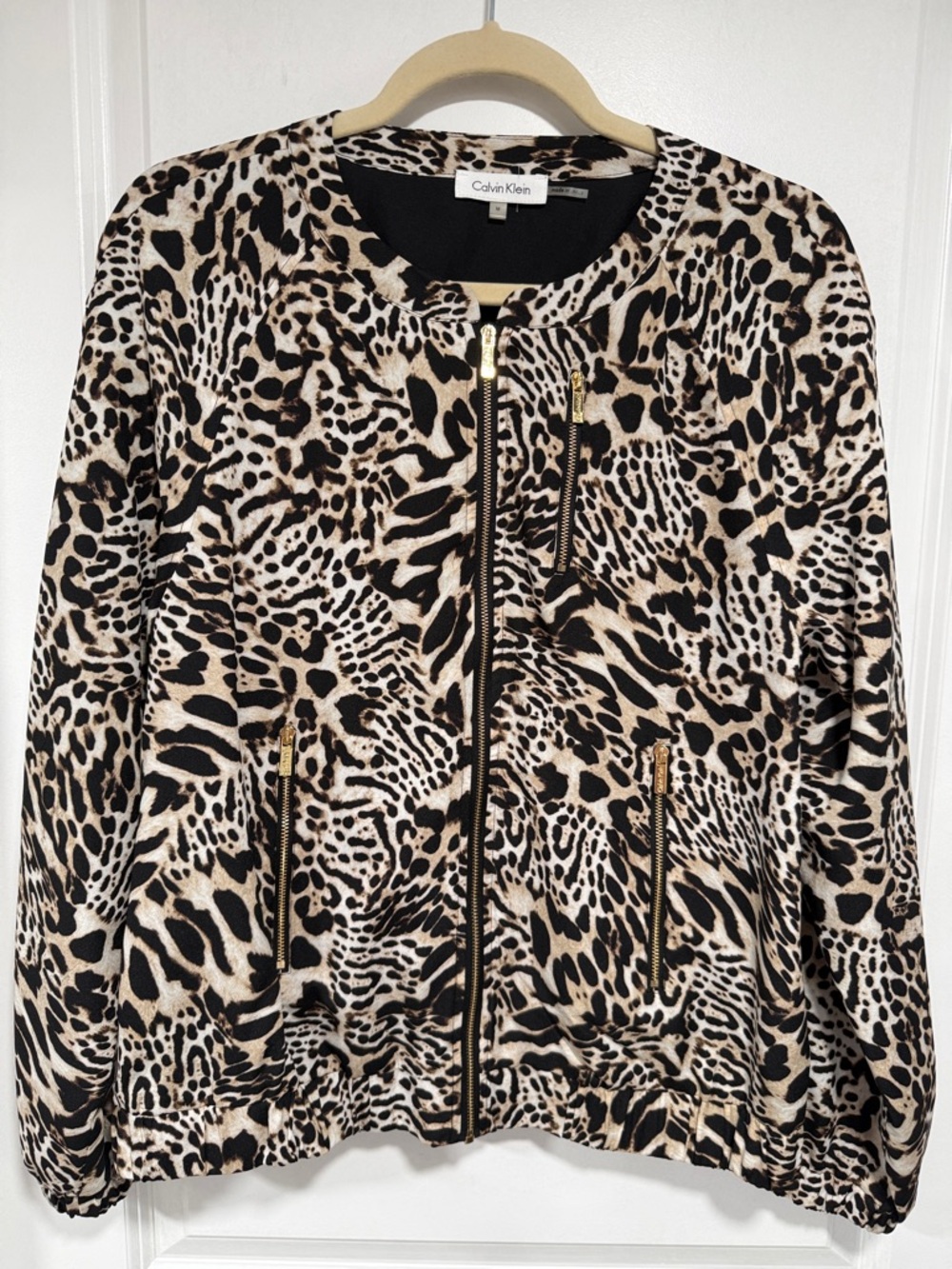 M Calvin Klein Leopard Print Jacket in Beige and Black